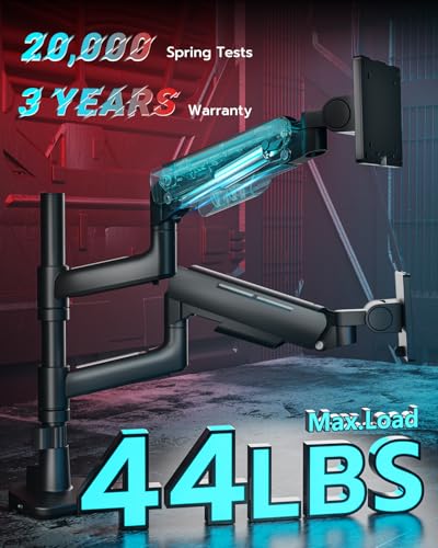 ARES WING Dual Monitor Mount with USB for 17-49 Inch Screen, Black | Ultrawide Heavy Duty Computer Monitor Arm Desk Mount for Curved Screen, Gas Spring Adjustable Vesa Stand - color: Black, style: With USB