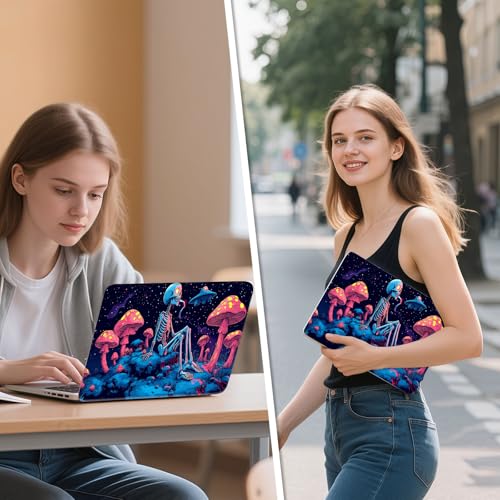 Universal Laptop Skin Sticker Decal, 12"-15.6" Aesthetic Vinyl Wrap, Skull in Magic Mushroom Space Waterproof Notebook Cover Art Protector for MacBook HP Dell Lenovo, Fits 13" 14" 15" 15.6" - color: Skull in Magic Mushroom Space