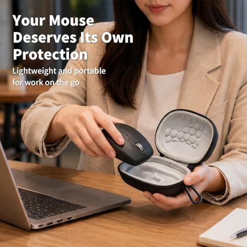 Comecase Compact Mouse Case for Logitech MX Anywhere 3S/3/2S/2 | Hard Shell Storage, Raised Inner Dots, Accessory Groove, Carabiner, Travel and Business Use, Inside Grey, Bag Only, - color: Black+Inside Grey