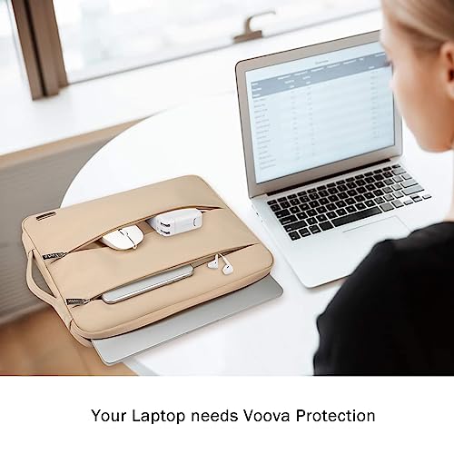 Voova 13 13.6 Inch Laptop Sleeve Case Compatible with MacBook Air 13 M1/M2/M3/M4 2020-2025, MacBook Pro 13/14, IPad Air/Pro 13, Waterproof Slim Computer Bag Cover with Handle, Apricot - color: Apricot, size: 12.6-13.6 Inch