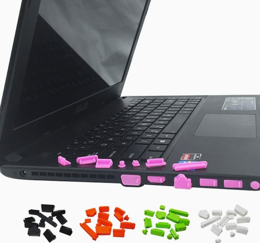 16Pcs Pink Silicone Anti Dust Plug Universal Laptop Port Protector Cover Set - color: Pink