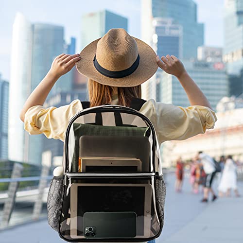 Clear Backpack Heavy Duty TPU, 17.2 Inch Transparent Bookbag for School College Work Travel, Large See Through Backpack with Laptop Compartment, Reinforced Padded Straps, Black - color: Black