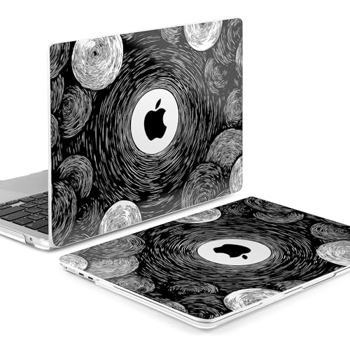 Batianda AstroGrid Case for MacBook Air 13.6" M2-M5 Chip, Galaxy Swirl | 4-in-1 set with black galaxy swirl design, lightweight slim hard shell protection for students, creators and space lovers - color: Abstract Lines