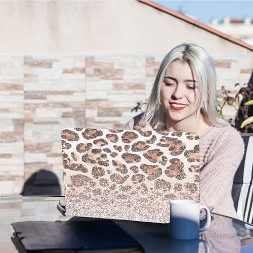 PLIGREAT Glitter Leopard Print Laptop Skin Stickers Fits 12" 13" 13.3" 14" 15 inch Laptop Gradient Creative Style Universal Removable Waterproof Notebook Art Decals PC Protector Cover Sticker - color: Glitter Leopard Print