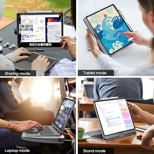 Keyboard Case for iPad Air 13 inch, Pro 13 and Pro 12.9 (6th-3rd Gen) Gary | Pekarejue 360 Rotatable, Trackpad, Backlit, Pencil Holder, Fit iPad Air 13 M4 M3 M2, M5 M4 Pro 13"/12.9" (6th 5th 4th 3rd ) - color: Space Gray, size: iPad Air/iPad Pro (13"/12.9
