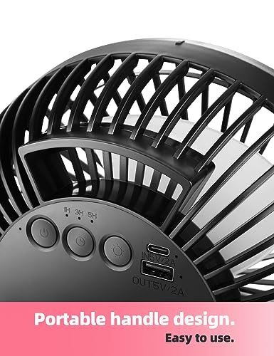 8'' Rechargeable Portable Hanging RV Tent Clip fan with Remote, 10000mAh Camping Fan, 3 Speed, Max 40 Hours Working Time, with LED light and Timer, 720°Rotation, as Emergency Power - Black - style: 8'' Rechargeable Camping Fan