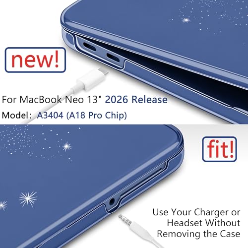 for MacBook Neo 13 Inch Case 2026 Release Model A3404, Indigo Blue Aesthetic Galaxy 1.2 mm Ultra Slim Hard Shell Cover, 6-in-1 Laptop Accessories Bundle for Men Boys, Celestial Whale - color: Celestial Whale