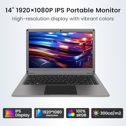 ELECROW 14 Inch Portable Monitor with Keyboard with RPi5 & Jetson Adapters | 1080P Lapdock Display with Built-in Battery Compatible with Raspberry Pi, PC, Phone, Mac, Game Console