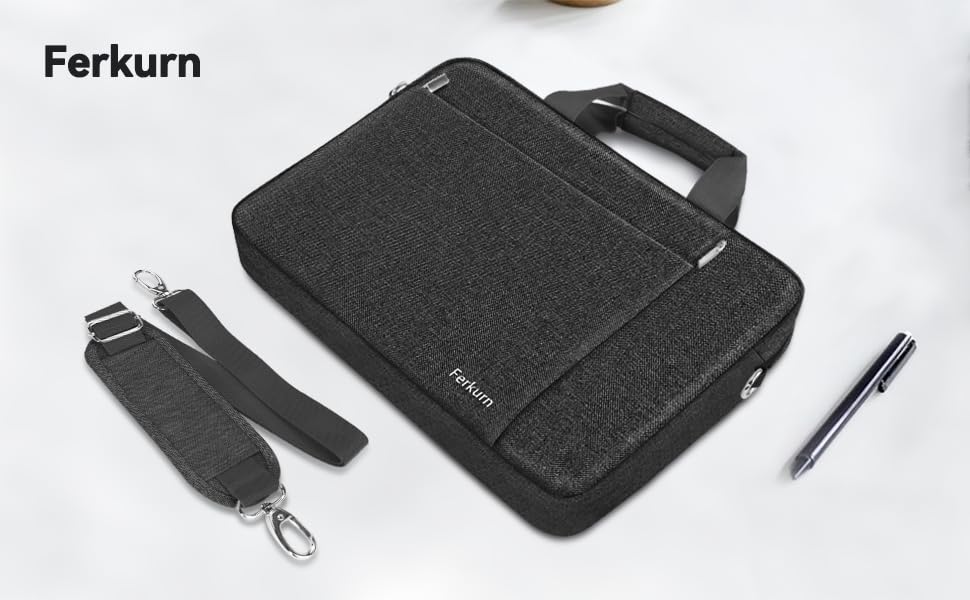 Ferkurn Laptop Bag Case for Women Men Computer Bag Compatible with HP Envy Pavilion Omen/LG Gram/MSI/Dell Inspiron XPS/Lenovo/Acer, Shoulder Strap Carrying Messenger Briefcase, Black, 17 17.3 Inch - color: Black, size: 17.3 inch