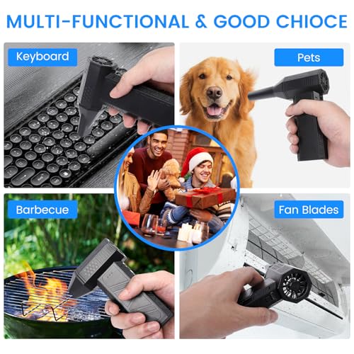 Compressed Air Duster, 3-Gear Electric Air Duster Rechargeable, Super Power Air Blower with Brushless Motor, Mini Blower for Computer, Keyboard, Car, House, Office, Outdoor, PC