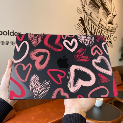 Teryeefi for MacBook Air 13 inch Case M1 A2337 A2179 A1932 (2020 2019 2018 Releaes) with Retina Display with Touch ID, PC Plastic Hard Shell & Keyboard Cover & Screen Protector, Heart A002 - color: Heart A002
