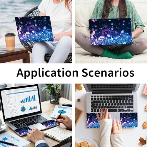 15.6 Inch Laptop Skin Sticker, Reusable Vinyl Cover Protector with 2 Wrist Pad Skins, Removable Waterproof Scratch-Resistant for 12-15.6 Inch Laptop Notebook,Glowing Blue and Purple Glitter - color: Glowing Blue And Purple Glitter