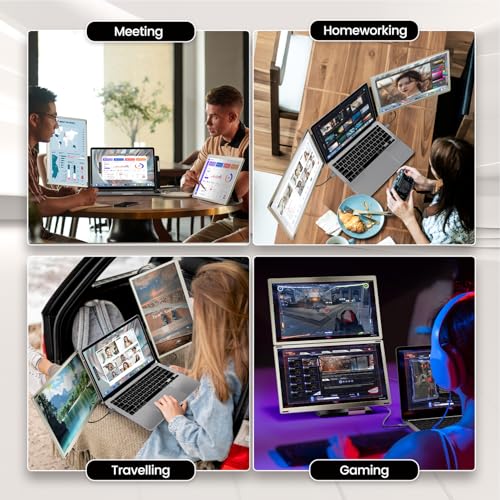 KEFEYA Laptop Screen Extender, 15.6" Portable Monitor for Laptop with 120% sRGB, FHD IPS & USB to HDMI Hub & 235° Rotation, Triple Monitor Extender Plug & Play Fits for All Laptops (Mac/Win/Android) - size: Triple-15.6"