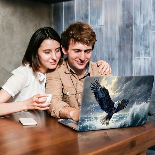 Universal Laptop Skin Sticker Decal, Compatible with MacBook HP Dell Lenovo 12"-15.6", Reusable Vinyl Notebook Cover 3PCS Set, High-Recognition Film-Eagle Fly Over the sea - color: Eagle Fly over the sea