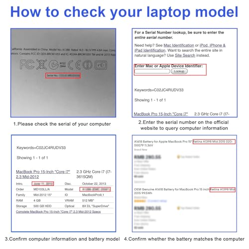 TREE.NB A1618 A1494 Laptop Battery for MacBook Pro 15" Inch Retina A1398 (Mid 2015 Mid 2014 Late 2013 Early 2015), NOT fit for: A1398 (Mid 2012 Early 2013) P/N:020-00079 02000079 - color: A1618