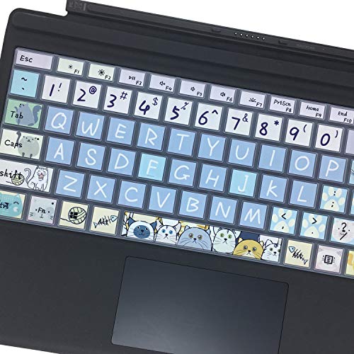 Silicon Keyboard Cover Skin for Microsoft Surface Pro 7/6/5, 2019,2018,2017 Keyboard,US Layout, Cute Cat - color: Cute Cat