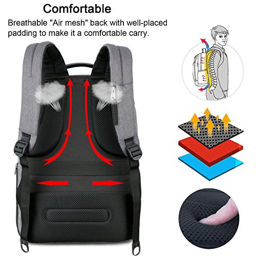 Slim Business Lightweight Laptop Backpack for Women Men with USB Charging Port, College Computer Backpack Fit Up to 13 14 Inch Macbook & Laptops