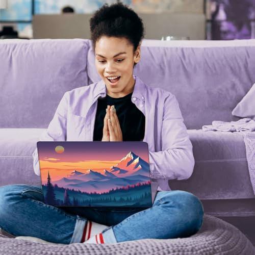 SUPERDANT Laptop Skin Sticker Sunset Mountain Laptop Decals Personalized Universal Notebook Computer Wrap Vinyl Skin Stickers Cover Art Decal Removable 12-15.6 Inch Waterproof Scratch-Resistant Gifts - style: Sunset Mountains