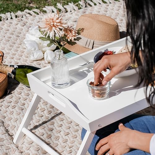 ROSSIE HOME Wood Bed Tray – White, Fits 17.3” Laptops - color: Soft White, size: Extra Large