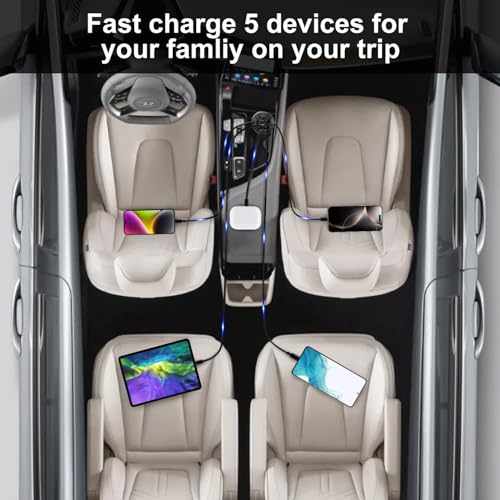 USB C Car Charger Adapter, 5 Ports 75W PD 3.0 Car Phone Charger Fast Charging Compatible with iPhone 16/15/14/13 Pro Max Series, iPad Pro, Galaxy S24/S23/S22/Note 20, Android, Pixel. - color: black/1pack