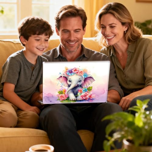 Universal Laptop Skin Sticker Decal for 11.6”12" 13" 13.3" 14" 15" 15.4" 15.6" Reusable Waterproof Scratch-Scratch Resistant Protective Vinyl Laptop Notebook Skin Stickers - Baby Elephant Flowers - color: Baby elephant flowers