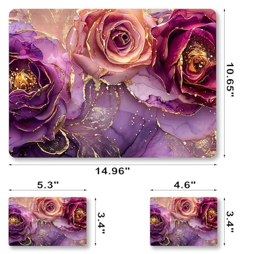 Laptop Decal Sticker Skin Cover, 12" 13.1" 13.3" 14" 15" 15.4" 15.6" Laptop Netbook Vinyl Art Skin Sticker Cover Notebook PC Protector (2 Wrist Pad Included), Removable Reusable, Marble Flowers - color: Marble Flowers