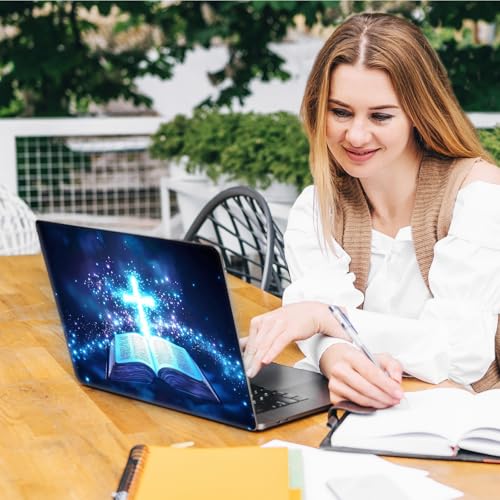 Laptop Skin Sticker Decal, Universal Reusable Vinyl Laptop Cover for 12" 13" 13.3" 14" 15" 15.4" 15.6" Notebook PC, Reusable Waterproof Scratch-Resistant with 2 Wrist Pads,Christian Cross Book - color: Christian Cross Book