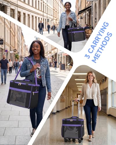 Amythe 5-Wheel Rolling Tote Bag for 15.6 in Laptop | Rolling tote for teachers, nurses & crafters; Spacious compartment fits 15.6 inch laptop; Smooth 5-wheel rolling design