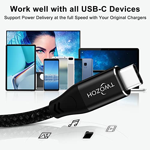Twozoh USB C to USB C 3.2 Gen 2 Cable 20Gbps Data Transfer 100W PD Fast Charging 4K Video Output Monitor Cord (3.3FT, Black) 2-Pack - size: 3.3FT, style: 2 Pack Black