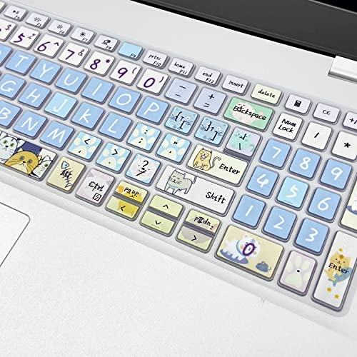 Keyboard Cover Skin for 2021 2020 2019 Dell Inspiron 15 5501 5502 5505 5508 5584 5590 5593 5598 15.6" / Inspiron 15 7000 7590 7591 7501 7506 7706 7790 / Vostro 7590 5590 7500, Cute Cat - color: Cute Cat