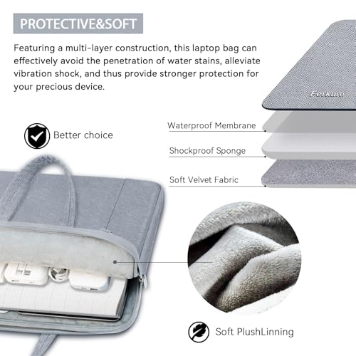 Ferkurn Laptop Case Bag Women Men Computer Sleeve with Shoulder Compatible with HP/Inspiron/Thinkpad/Vivobook/MSI/Surface, 17.3 inch, Light Grey - color: Light Grey, size: 17.3 inch