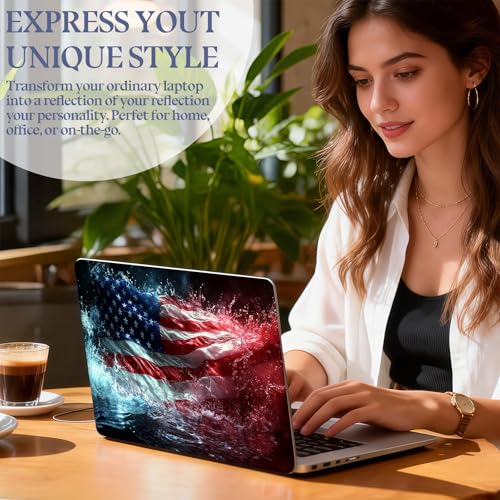 Universal Laptop Skin Sticker Decal,15.6 Inch Laptop Vinyl Cover for 13" 14" 15.6" Laptop,Scratch-Resistant Waterproof Protector Wrap,Reusable with Wrist Pads,Splash American Flag - color: Splash American Flag