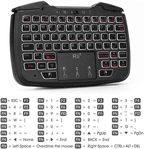 Rii RK707 3 in 1 Multifunctional 2.4GHz Wireless Portable Game Controller | 62-Key Rechargeable Keyboard Mouse Combo Turbo Vibration Function for PC/Raspberry pi2/Android TV Google/TV B