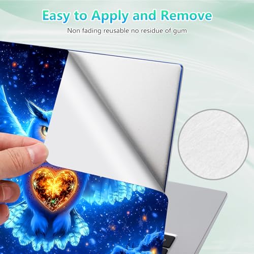 Laptop Skin Sticker Decal 12"-15.6" Universal Laptop/Notebook/Netbook Vinyl - Waterproof Scratch Resistant,Fits HP Dell Lenovo MacBook,2 Free Wrist Pads,Easy Apply & Remove,Blue Glitter Owl - color: Blue Glitter Owl
