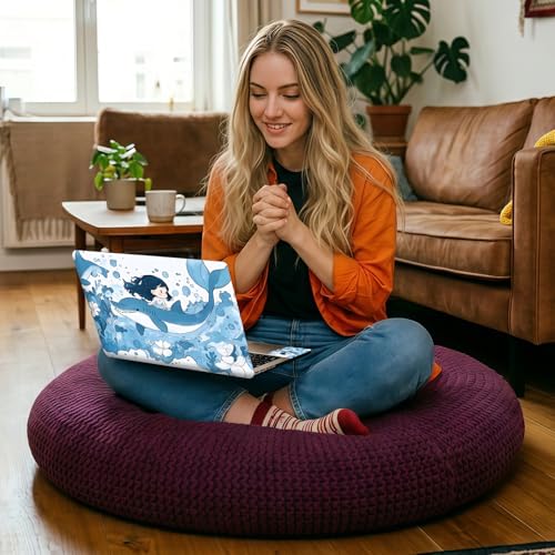 Ocean Fairy Whale Universal Laptop Skin Sticker 3PCS, Protective Decal Trim-to-Fit 11.6" 13.3" 14" 15.6" Laptop Vinyl Cover, Removable Anti-Scratch Computer Decal Protector - color: Ocean Fairy Whale
