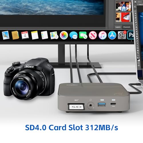 USB C Docking Station Dual Monitor 4K@60Hz or Single 8K@30Hz with 2 HDMI for Windows Laptops,11-in-1 Laptop Docking Station with 5 USB A/C, SD, Gigabit Ethernet, Audio, 130W AC Power Supply