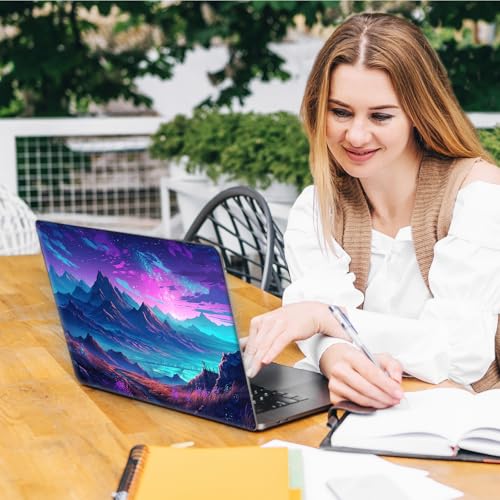 Laptop Skin Sticker Decal, Universal Reusable Vinyl Laptop Cover for 12" 13" 13.3" 14" 15" 15.4" 15.6" Notebook PC, Reusable Waterproof Scratch-Resistant with 2 Wrist Pads,Art Landscape Mountains - color: Art Landscape Mountains