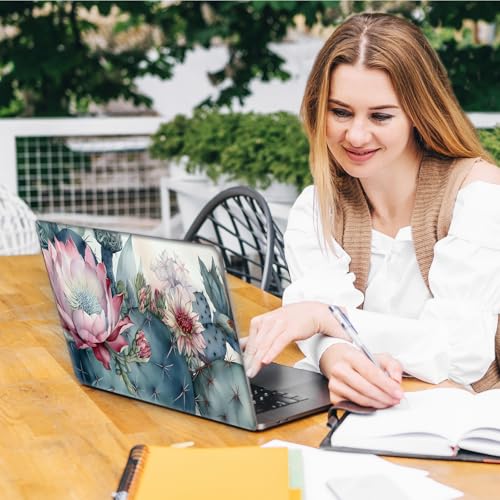 Laptop Skin Sticker Decal, Universal Reusable Vinyl Laptop Cover for 12" 13" 13.3" 14" 15" 15.4" 15.6" Notebook PC, Reusable Waterproof Scratch-Resistant with 2 Wrist Pads,Art Cactus Flower - color: Art Cactus Flower
