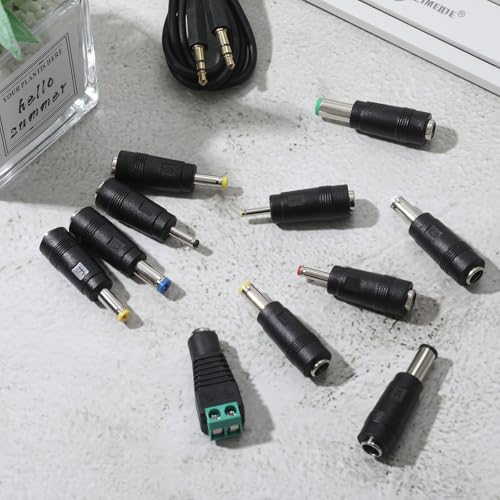 11Pcs DC Adapter Plug, Universal 5.5 x 2.1mm DC AC Power Connector | Power Supply Plug Jack Tips for Monitor, Webcam, Router, Mini PC, CCTV, Bluetooth Speaker