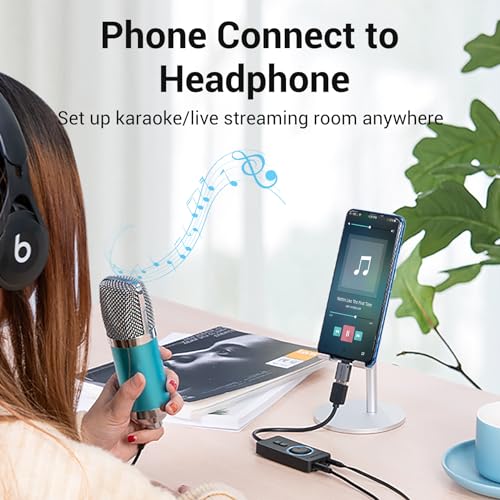 VENTION USB Sound Card, External Stereo Sound Card with Volume Control, USB to 3.5mm Jack Audio Adapter for Windows, Mac, PC, Laptop, Desktop, Headset, Switch and More
