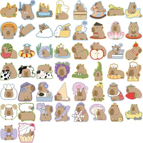 50 Pcs Capybara Stickers - Waterproof Vinyl Removable No Residue Stickers, for Skateboard Fridge Laptop Phone Luggage, Suitable for Kids Girls Adults Boys(Capybara) - color: Capybara