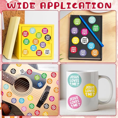 CNhoqc Jesus Round Sticker Rolls - 1000Pcs Jesus Loves Me Round Bible Verse Stickers Water Bottle Laptop Self-Adhesive Waterproof Vinyl Basket Stuffers Christian Birthday Party Supplies Card Making - style: Jesus Loves Me(Round)