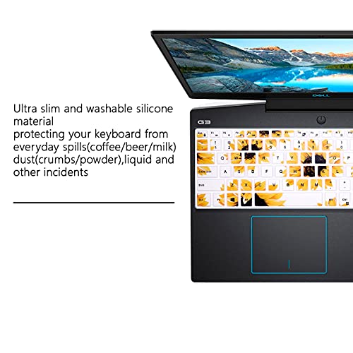 Silicone Keyboard Cover Skin for Dell Inspiron 15 3000 5000 Series/Inspiron 17 3000 Series/Inspiron 17 7786 /G3 15 17 Series/G5 15 Series/for Dell G7 15 17 Series-Sun Flower - color: Sun flower
