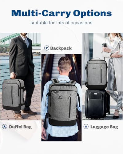 Carry on Backpack 38L Large Travel Backpack for Women Flight Approved Weekender Bag Laptop Backpack Men 15 inches Black Grey - color: Black Grey 23