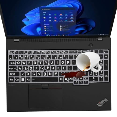 Keyboard Cover for Lenovo ThinkPad E16 Gen 1 16", Thinkpad T16 P16 P16v P16s Gen 2/Gen 1 16", Thinkpad L15 Gen 4/3 15.6" (Not Fit Thinkpad Z16, L15 Gen 2/1) - color: Black(Large Print)