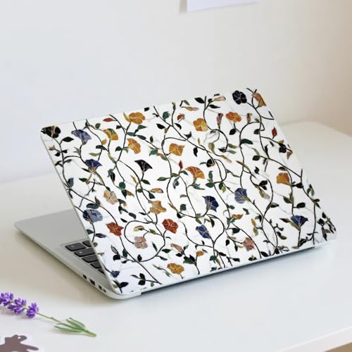 PLIGREAT 15 Inch Laptop Skin Sticker Decal, Vines Flower Laptop Sticker Decals Fits 12" to 15" Laptops Cutable Universal Waterproof Removable Notebook Art Protector, White Green - color: White Green