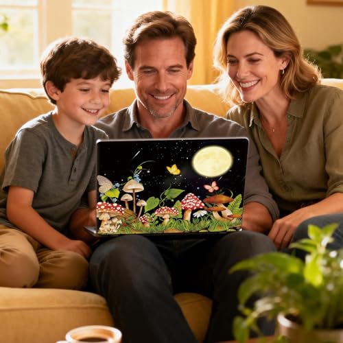 Universal Laptop Skin Sticker Decal for 11.6”12" 13" 13.3" 14" 15" 15.4" 15.6" Reusable Waterproof Scratch-Scratch Resistant Protective Vinyl Laptop Skin Stickers - Mushrooms Butterfly Flower Moon - color: Mushrooms Butterfly Flower Moon