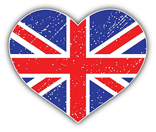 United Kingdom Grunge Heart World Flag Decorative Scrapbooking Sticker Waterproof Vinyl Stickers for Water Bottle, Laptop & Phone Case – 50 Pack