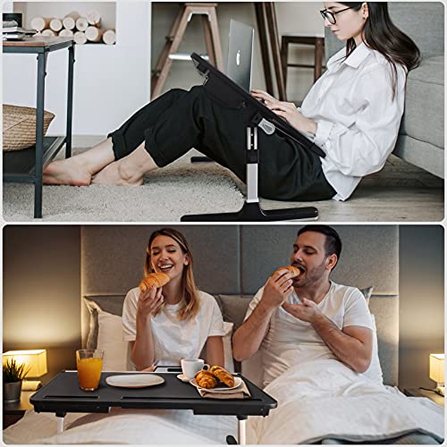 Laptop Desk for Bed, Lap Desks Trays with Double Storage Drawers, Adjustable Premium Leather Laptop Stand with Extra Drawstring Bag, Foldable Lap Table for Eating, Working, Writing and Drawing | Adjustable PVC Leather Surface Laptop Bed Stand for Working,