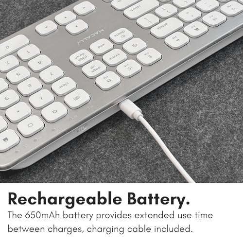 Macally Premium Bluetooth Keyboard for Mac - Compatible Apple Keyboard with Numeric Keypad - Multi Device Wireless for MacBook Pro/Air, Mac mini Pro, iMac, Laptop